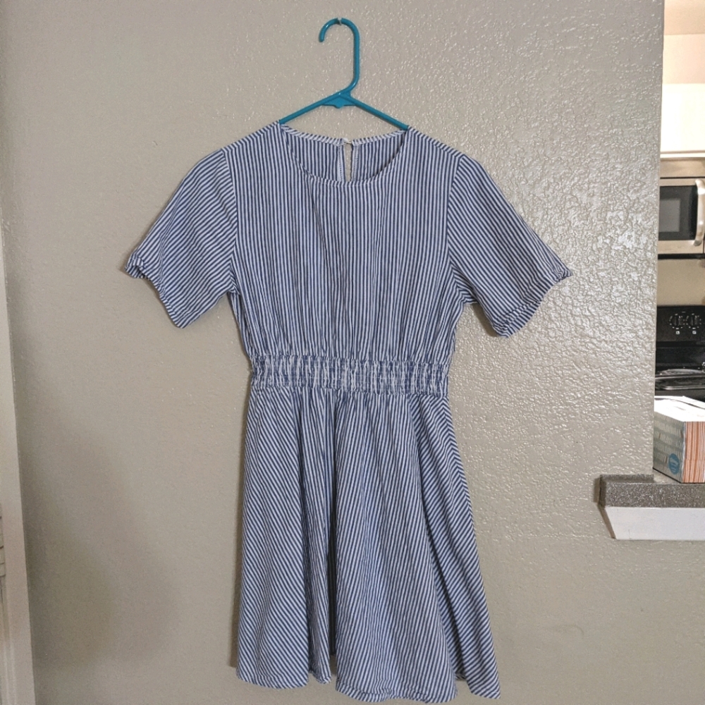 Blue and White Striped Dress